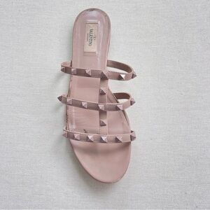 Valentino Garavani IT40 US10 Pink Rockstud Flat Slide Sandal studded right Shoe